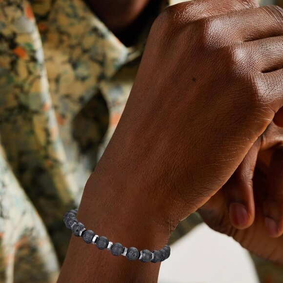 ⚡Rankeef Men 2 Black Tiger Eye 8MM Natural Stone Crystal Beaded Bracelet - Picture 4 of 7